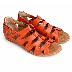 Earth Origins Leather Sandals Women’s 8.5 Ginger Spice Orange Comfort NWOT
